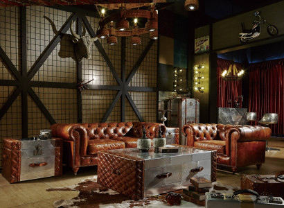 Klassische Chesterfield Garnitur 4tlg. Sofa Couchtisch Beistelltisch Wohnzimmer